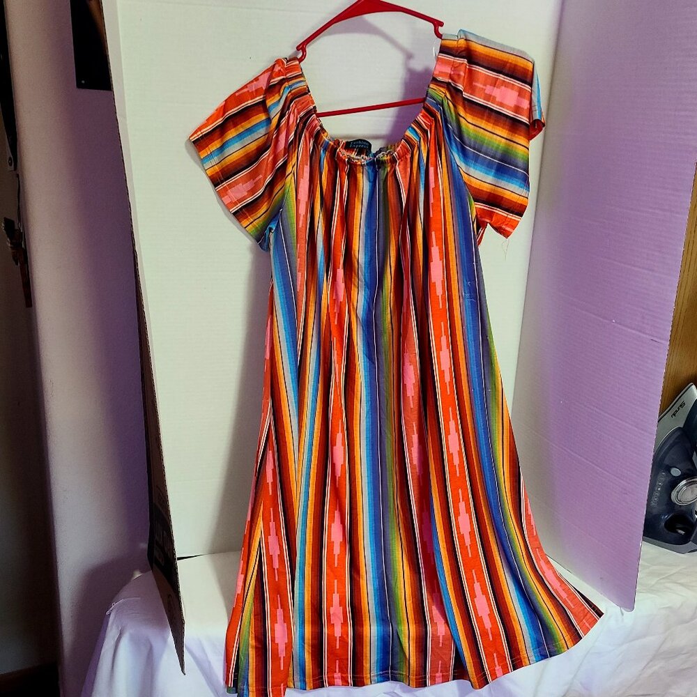FASHION EXPRESS WOMEN'S SIZE 1X PEASANT DRESS NWOT MEXICAN BEAUTIFUL